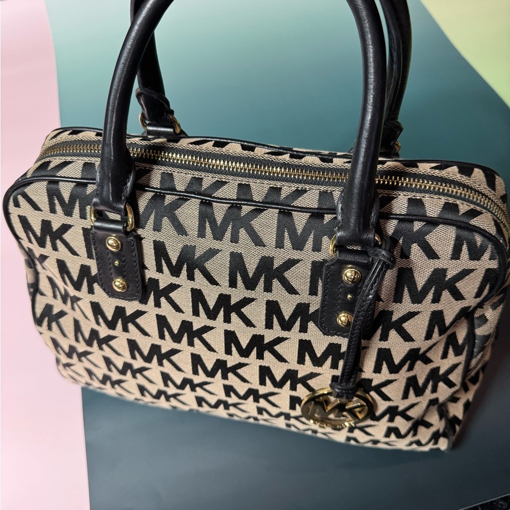 Michael Kors Monogram Black Satchel Bag NWOT